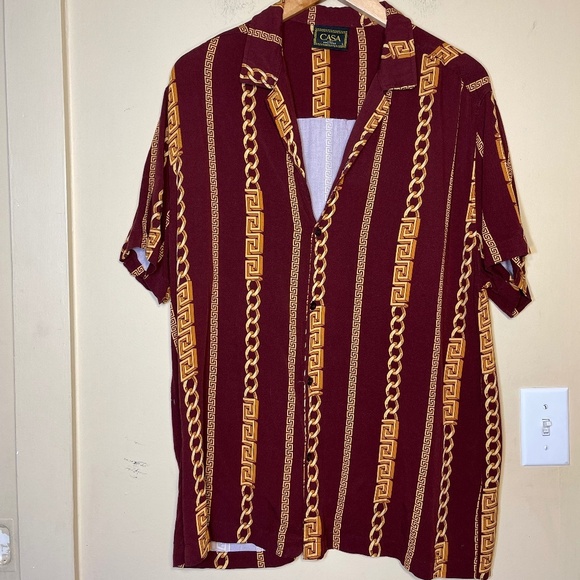 Versace Other - Men's Gold Chains Patterned Button up short sleeve Shirt